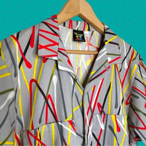 Vintage 80s Breezin Sportswear Camp Shirt - Picture 1 of 7